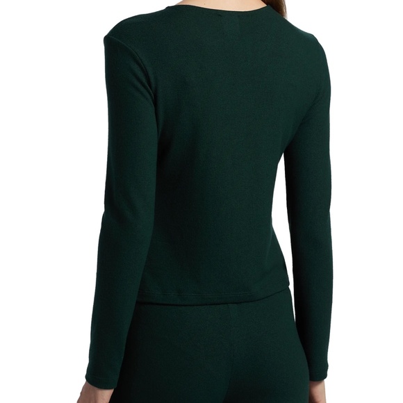 NWT Leset Lauren Cardigan Classic Crew Crop Cardigan Emerald Green Sz M - Picture 3 of 10